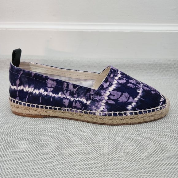 Altuzarra Kenda Size 41 Tie Dye Print Canvas Espadrille Loafer Berry Blue